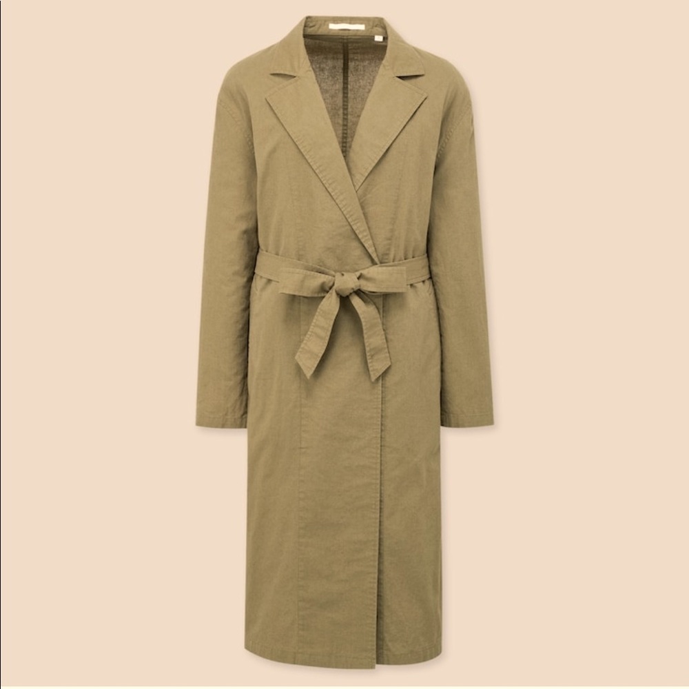 New***Uniqlo Belted Linen Trench Coat Duster